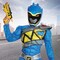 Boy's Blue Ranger Muscle Costume Dino Charge Jumpsuit with Belt Shoulder Pieces and Mask